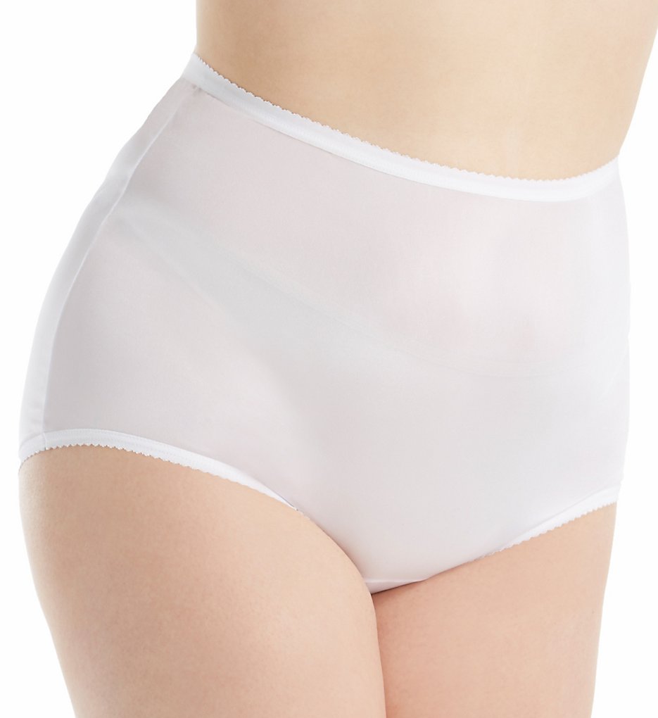 Shadowline - Shadowline 17042P Plus Size Nylon Classic Brief Panty (White 9)