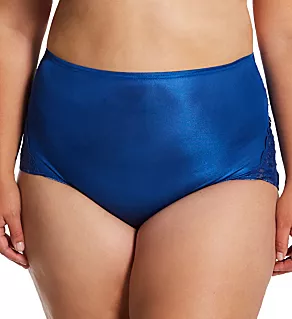 Plus Lace Inset Brief Panty Navy 8