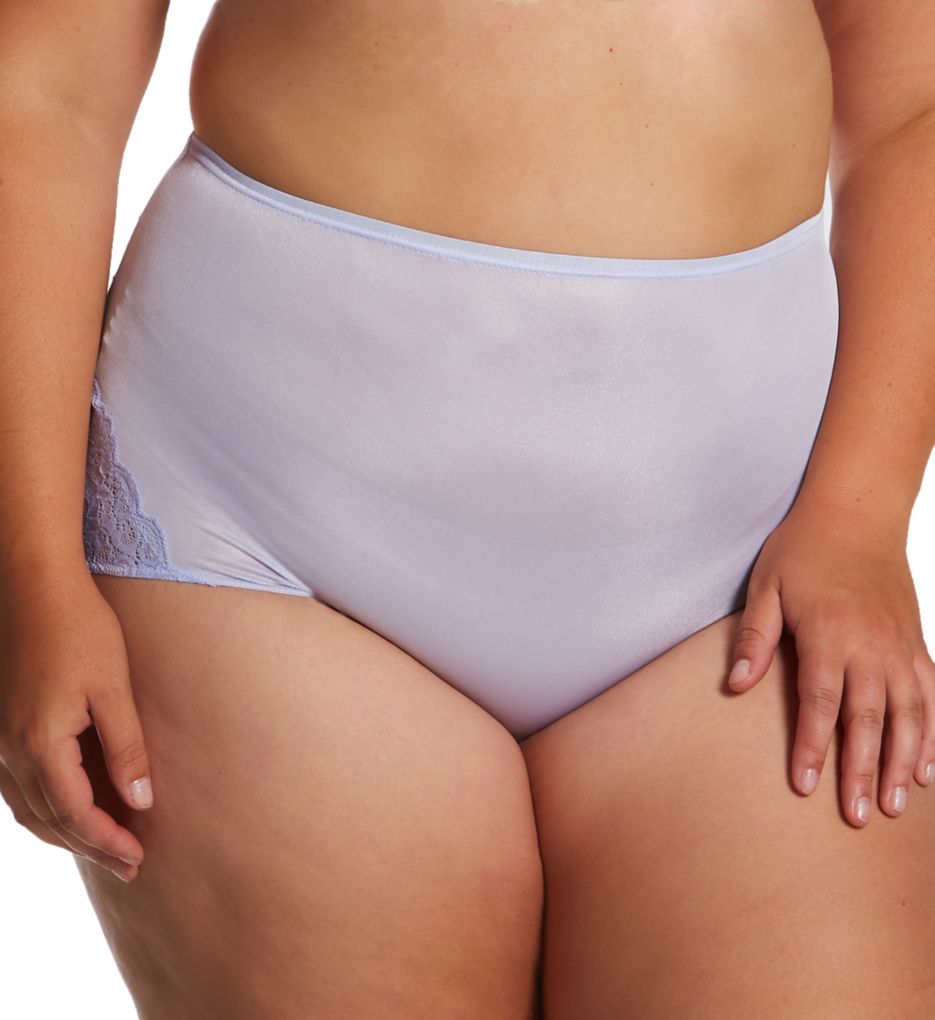 Shadowline Women's Plus Lace Inset Brief Panty in Blue | Plus Size 11 | HerRoom.com