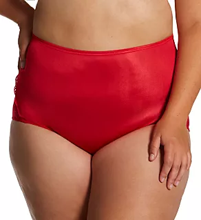 Plus Lace Inset Brief Panty Red 8