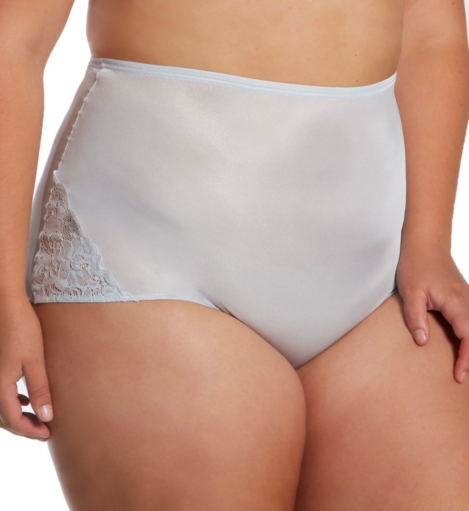 Shadowline Women's Plus Lace Inset Brief Panty in Grey | Plus Size 11 | HerRoom.com