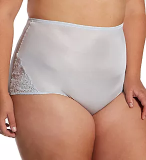 Plus Lace Inset Brief Panty Silver 8
