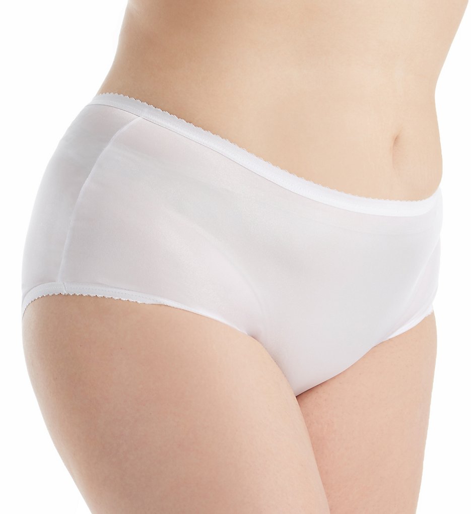 Shadowline : Shadowline 17642P Plus Size Nylon Modern Brief Panty (White 9)