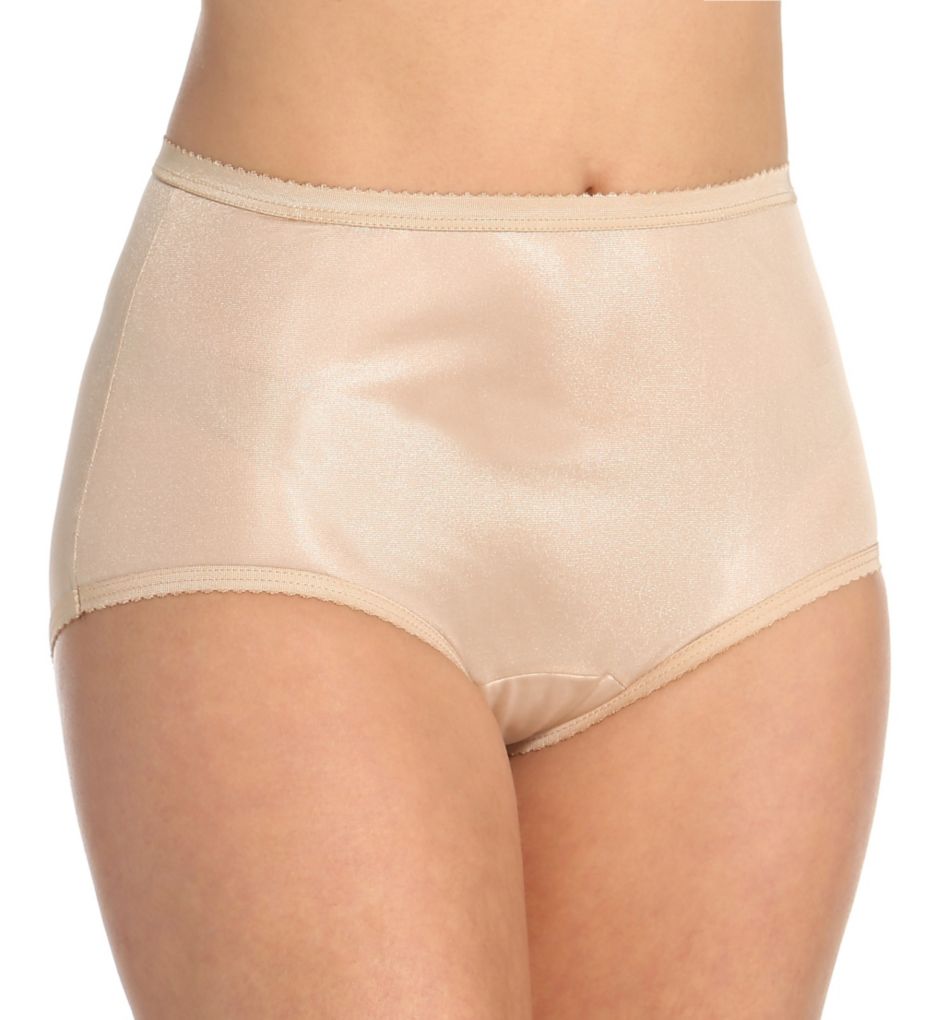 Women's Shadowline 17032P Plus Size Hidden Elastic Nylon Classic Brief  Panty (Ivory 10)