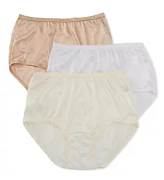 Plus Nylon Modern Brief Panty - 3 Pack Nude/Ivory/White 8