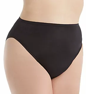 Plus Size Spandex Hi-Leg Brief Panty Black 1X