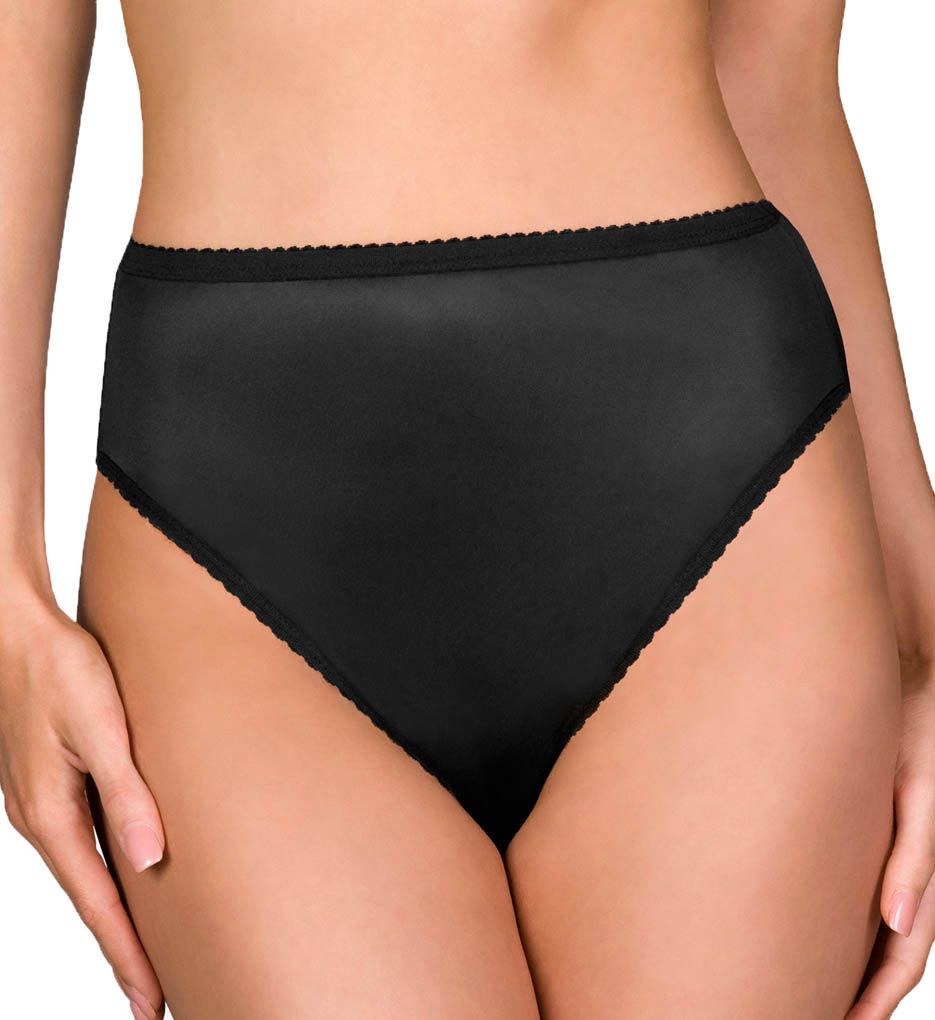 Seamless High Cut Panties Stripe, 4 Pack, Black/Soft Taupe, Small/Medium,  Nylon | FEM Intimates
