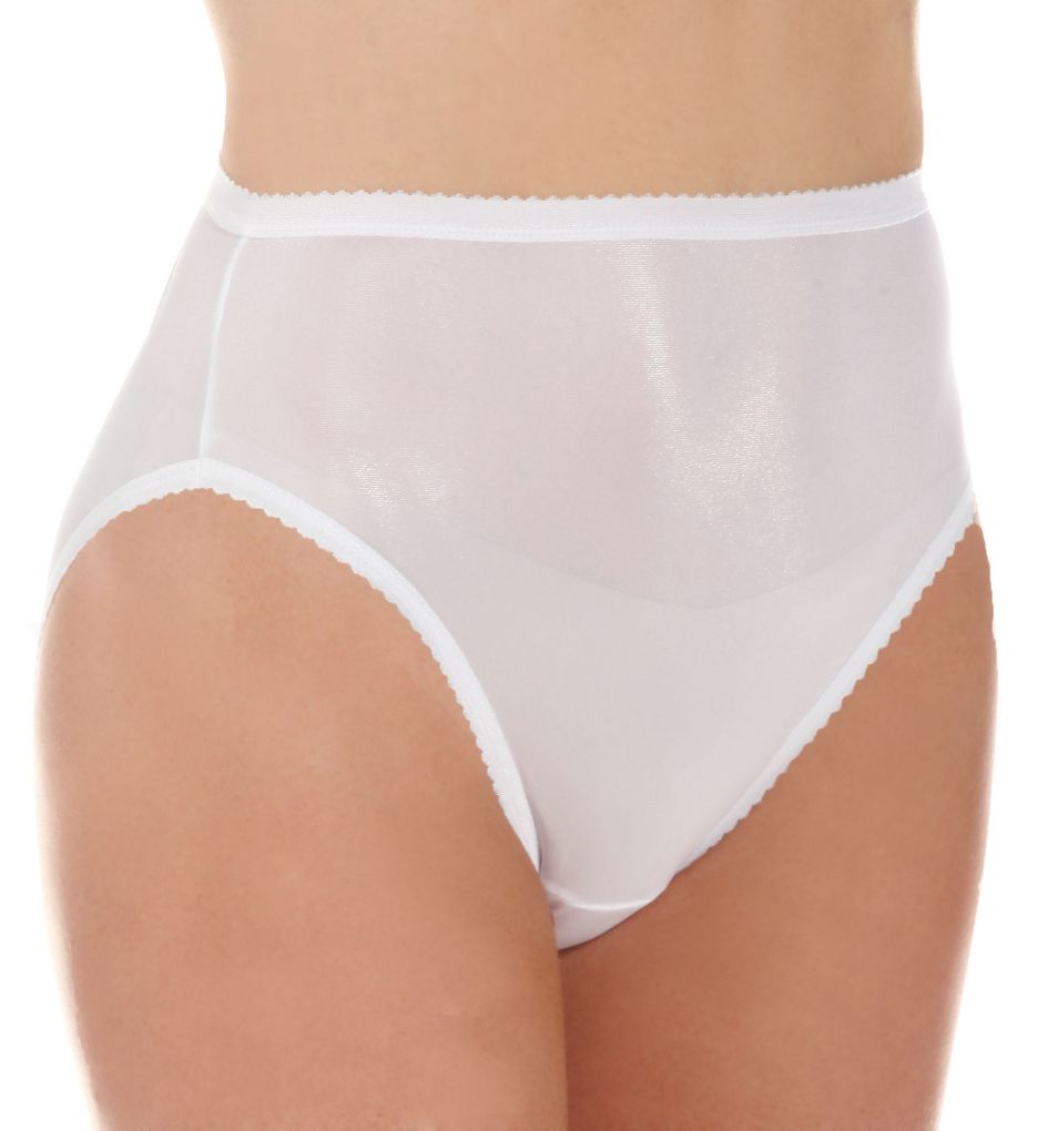 Shadowline : Shadowline 17842 Nylon Classics Hi-Leg Brief Panty (White 7)