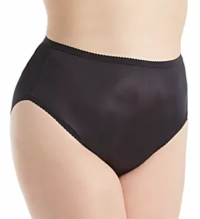 Plus Size Nylon Hi-Leg Brief Panty Black 8
