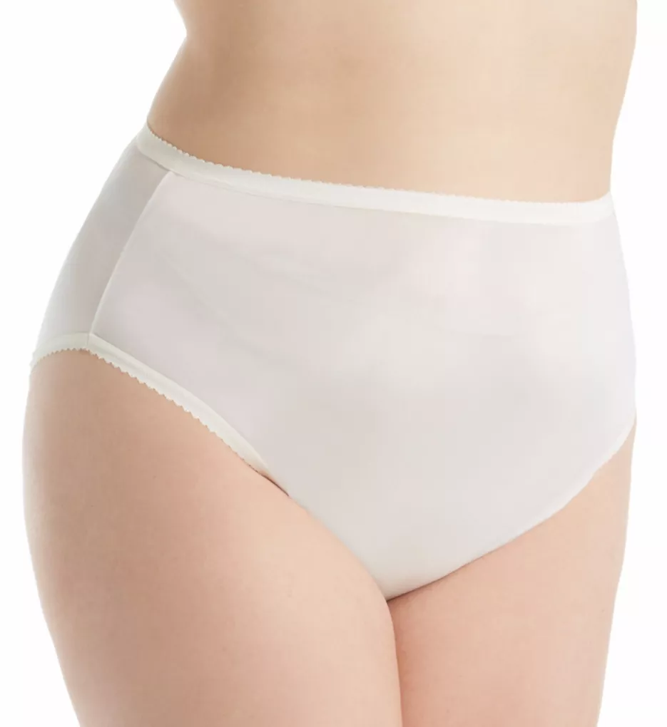 Plus Size Nylon Hi-Leg Brief Panty Ivory 8