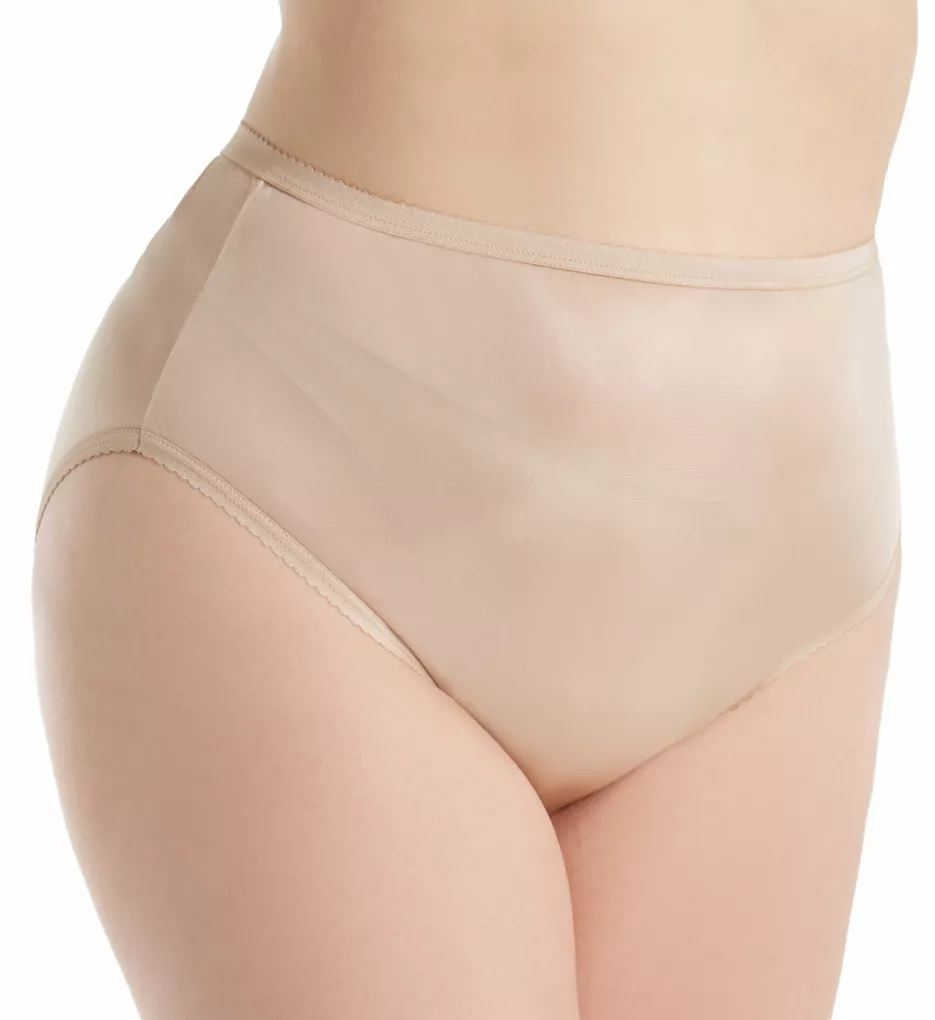 Plus Size Nylon Hi-Leg Brief Panty Nude 8