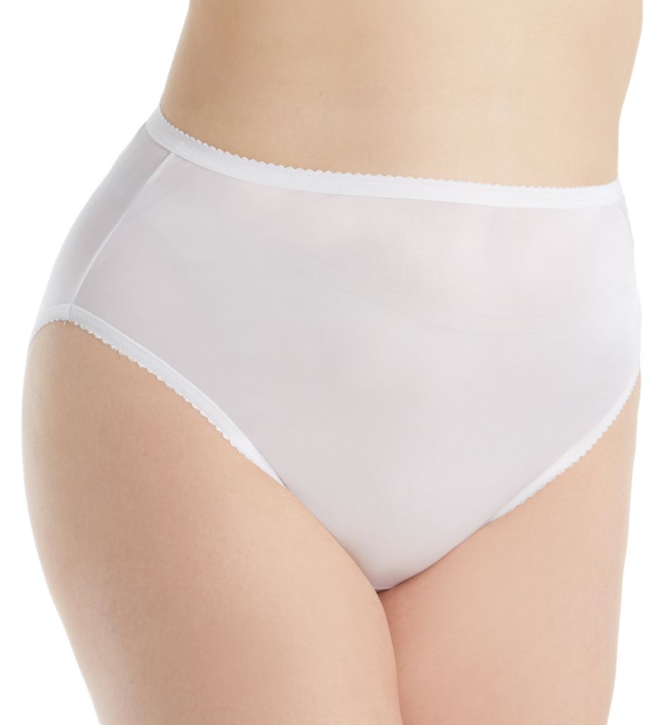 Shadowline : Shadowline 17842P Plus Size Nylon Hi-Leg Brief Panty (White 8)