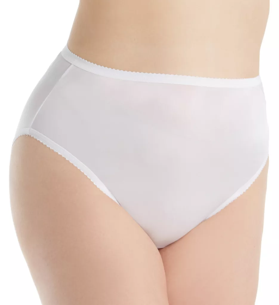Plus Size Nylon Hi-Leg Brief Panty White 8