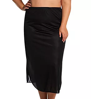 Plus Nylon Essentials Double Slit 1/2 Slip Black 1X