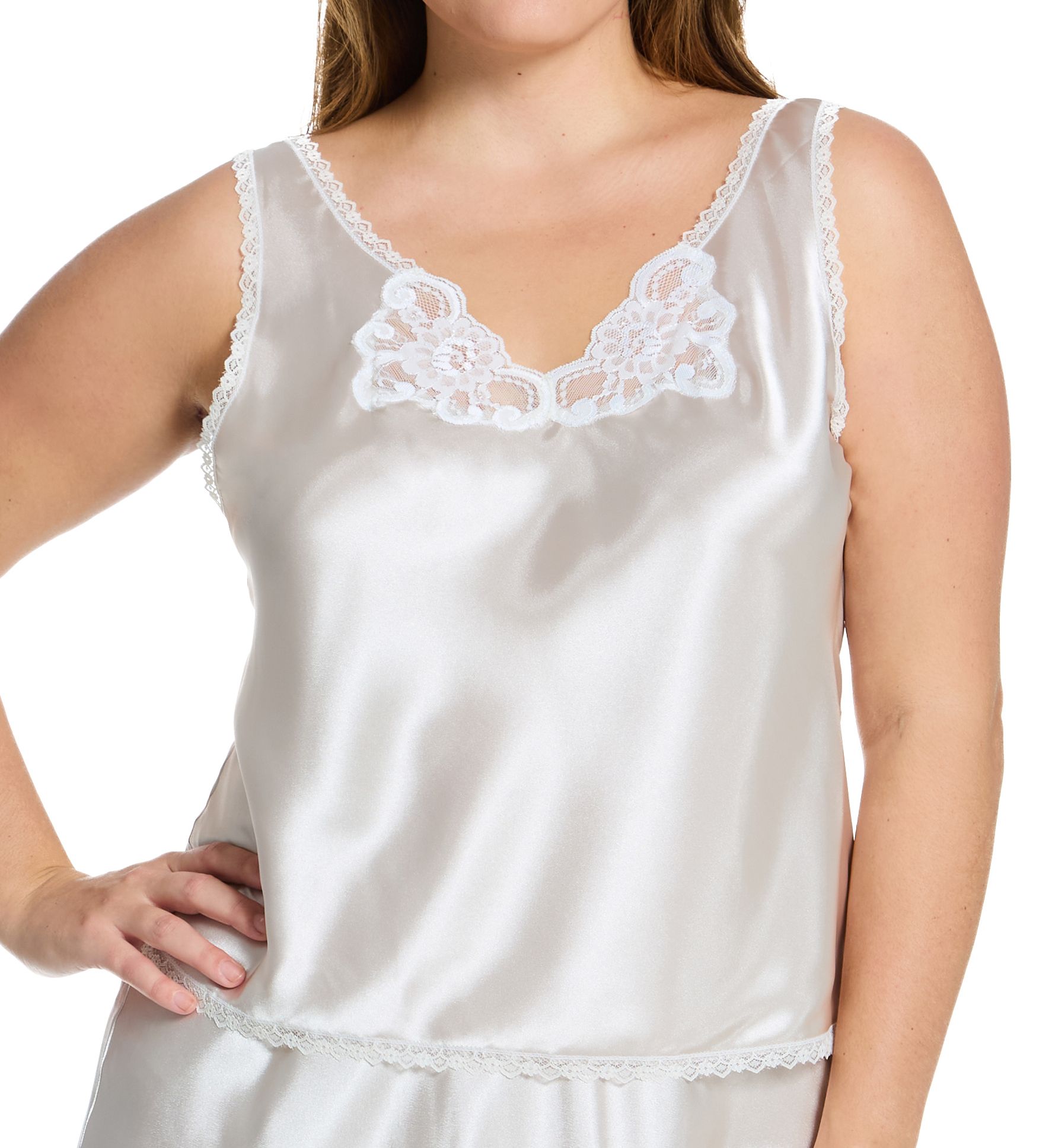 Shadowline Women's Plus Size Rochelle Satin Adjustable Strap Cami in Taupe | Size: 3X | HerRoom.com