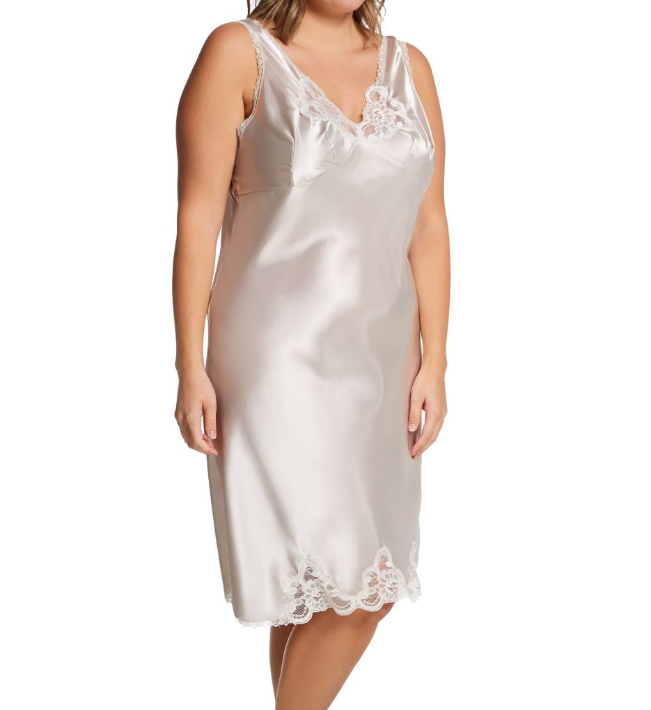 Shadowline Plus Size Rochelle Satin Full Slip Taupe 3X  - Image 1