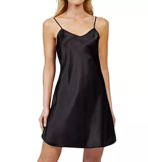 Satin Essentials Adjustable Strap 34 Inch Chemise Black S