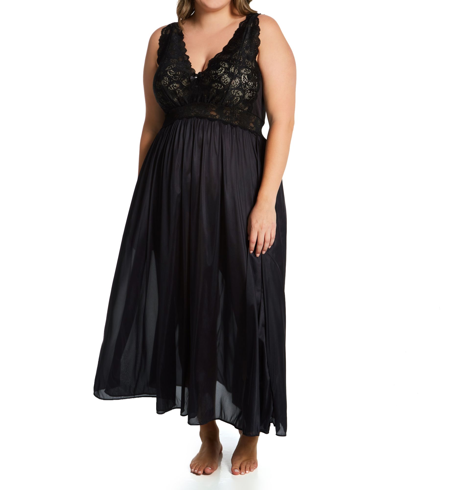 Shadowline Women's Plus Silhouette 53 Inch Gown in Black | Size: 3X | HerRoom.com