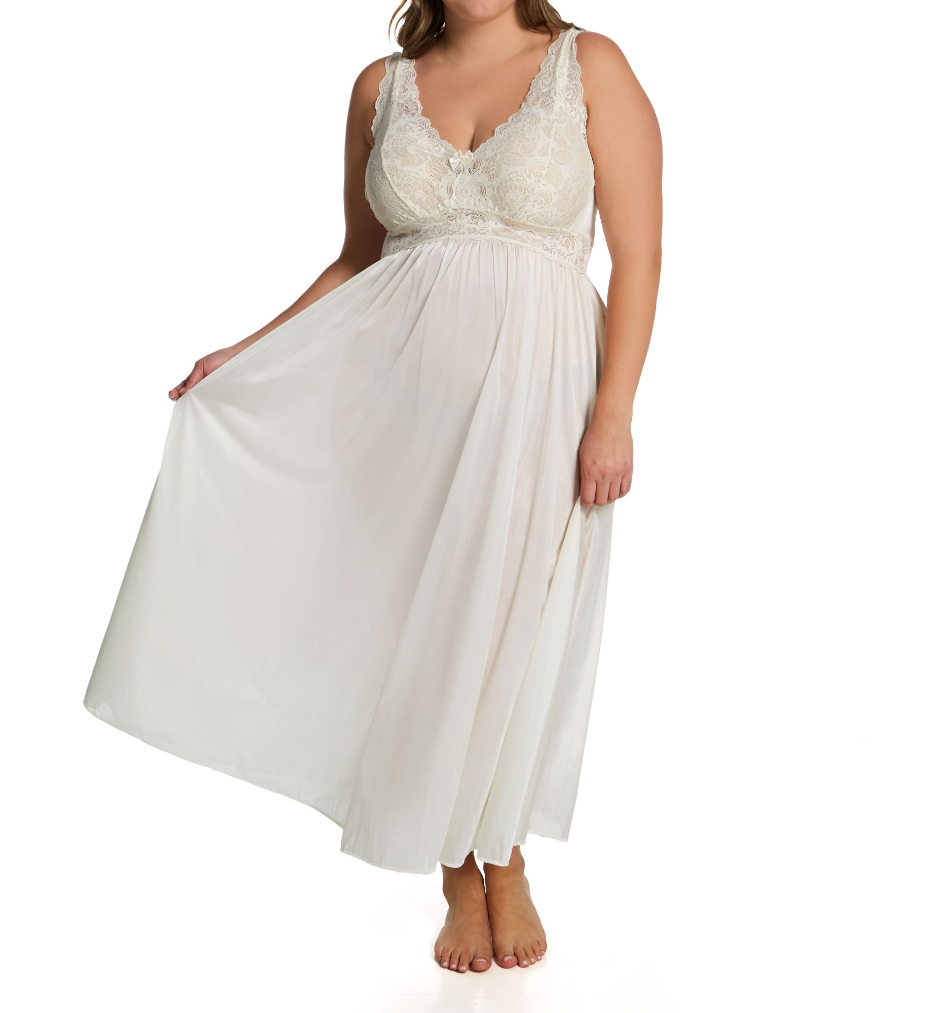 Shadowline Women's Plus Silhouette 53 Inch Gown in Ivory | Size: 3X | HerRoom.com