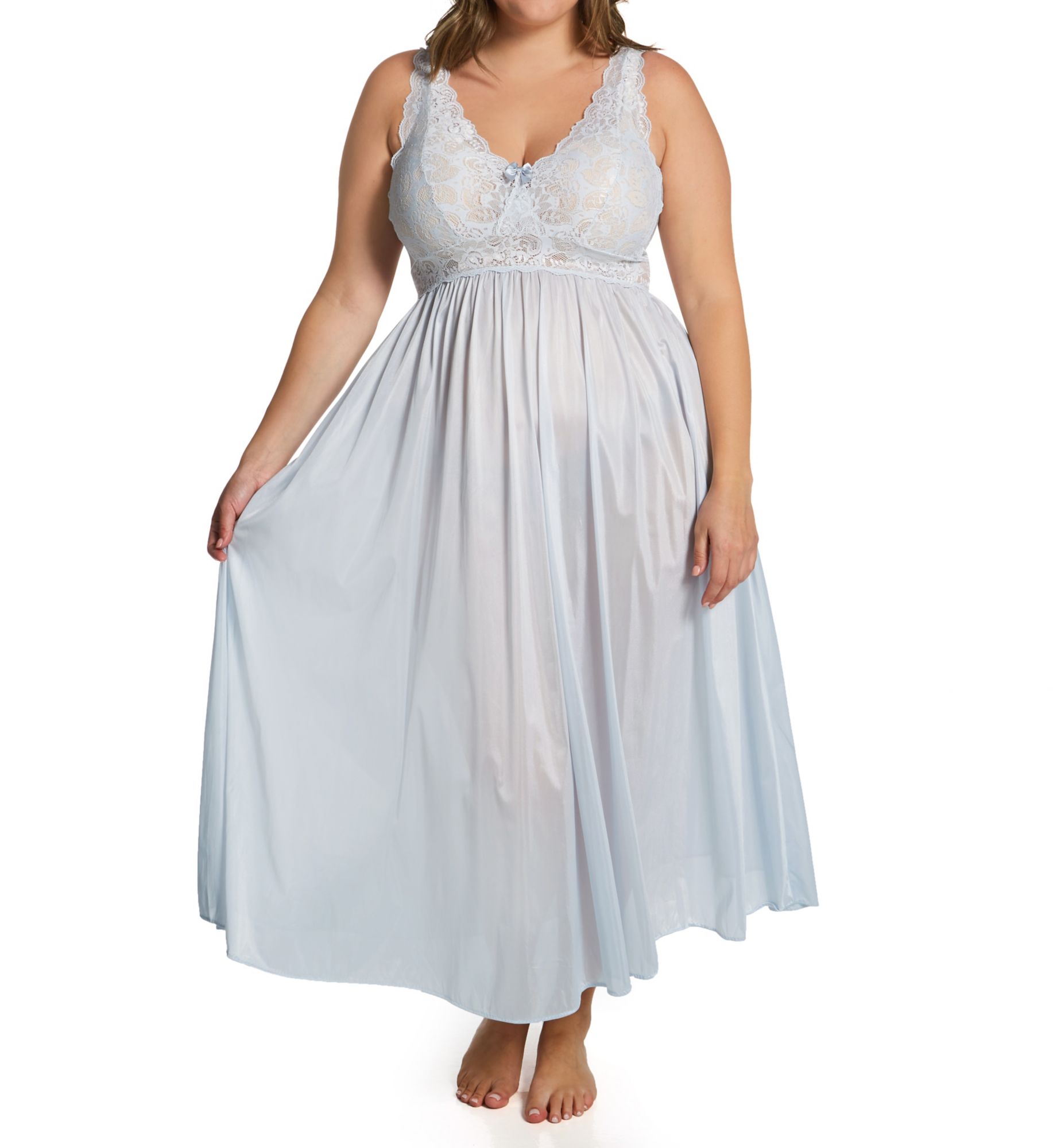 Shadowline Women's Plus Silhouette 53 Inch Gown in Silver | Size: 3X | HerRoom.com