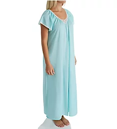 Cameo Nylon Tricot Short Sleeve Long Gown SeaFoam S