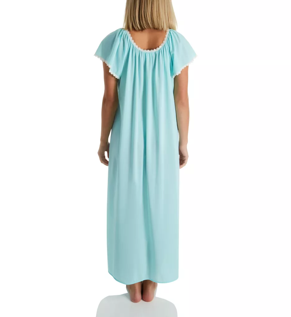 Cameo Nylon Tricot Short Sleeve Long Gown SeaFoam S