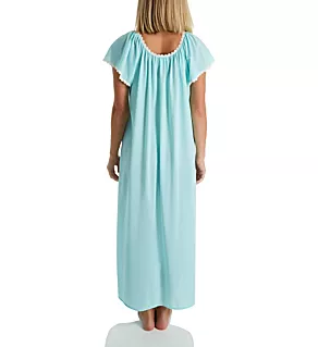 Cameo Nylon Tricot Short Sleeve Long Gown SeaFoam S