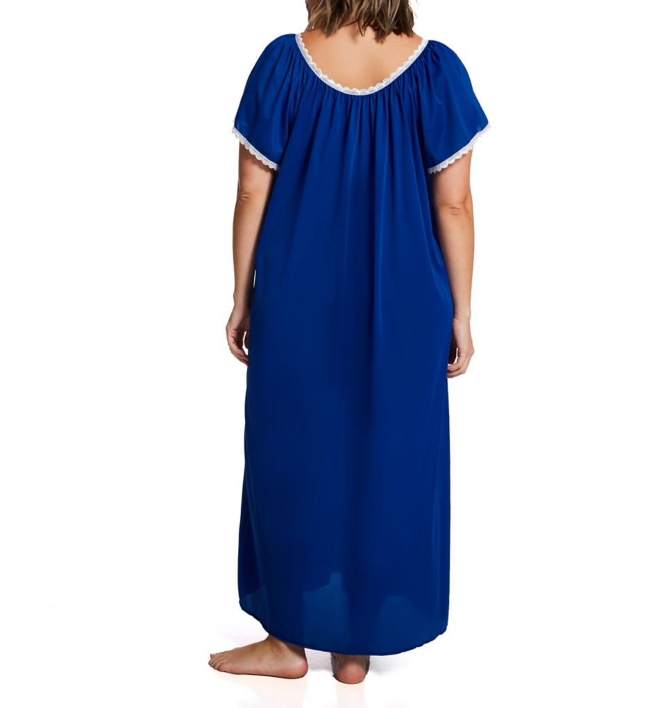 Plus Size Cameo Nylon Tricot Short Sleeve Gown-bs