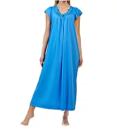 Rosebud Nylon Tricot Short Sleeve 53 Inch Gown Sapphire S