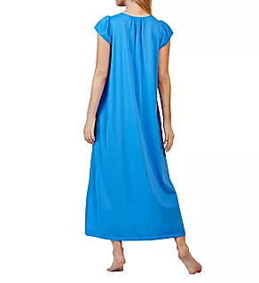 Rosebud Nylon Tricot Short Sleeve 53 Inch Gown Sapphire L