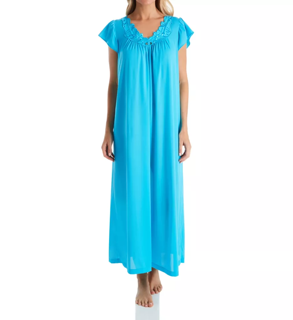 Shadowline Rosebud Nylon Tricot Short Sleeve 53 Inch Gown 32222 - Image 1