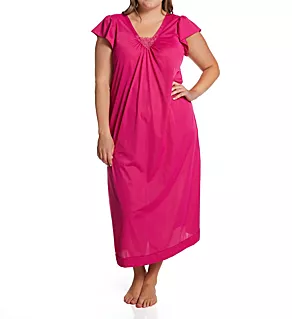 Plus Cherish 50 Inch Cap Sleeve Nightgown Raspberry 1X