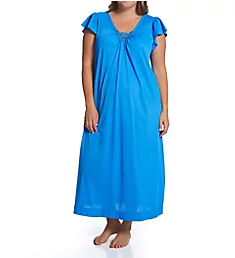 Plus Cherish 50 Inch Cap Sleeve Nightgown Sapphire 1X