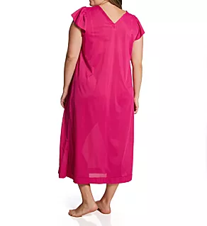 Plus Cherish 50 Inch Cap Sleeve Nightgown Raspberry 1X