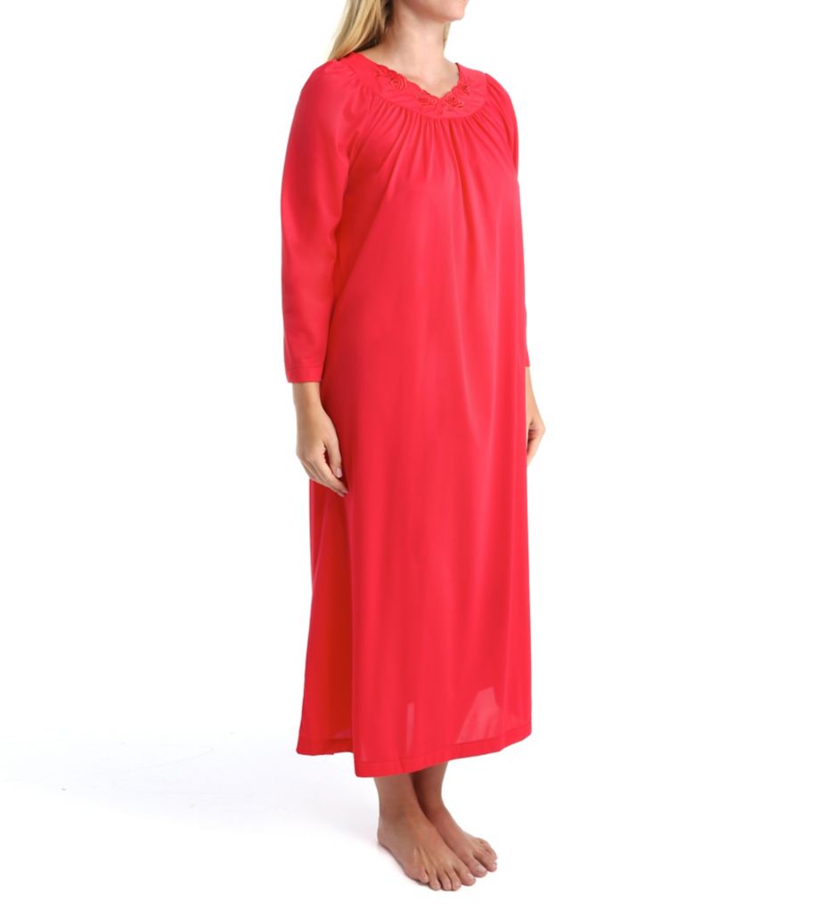 Shadowline 33280 Petals 53 Inch Long Sleeve Gown (Red S)