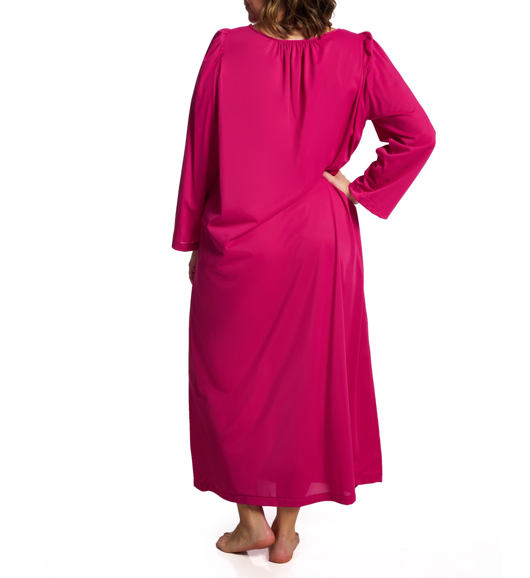 Shadowline Plus Petals 53 Inch Long Sleeve Gown Raspberry 3X  - Image 2