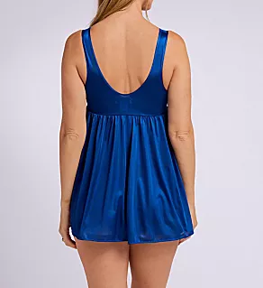Silhouette Lace Vintage Babydoll Nightie Navy S