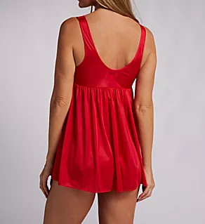Plus Silhouette Lace Babydoll Nightie Red 1X