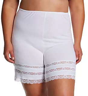 Plus Adjustable Cotton Knit Culottes White 2X
