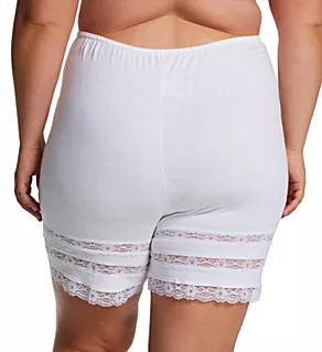 Plus Adjustable Cotton Knit Culottes White 2X