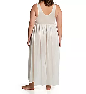 Plus Silhouette Nylon Tricot Hi-Low Gown Ivory 1X