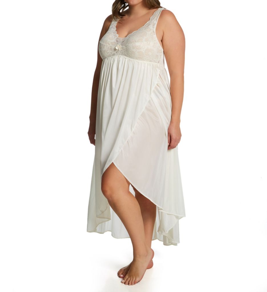 Plus Silhouette Nylon Tricot Hi-Low Gown-fs