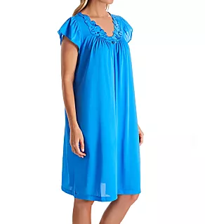 Rosebud Nylon Tricot Short Sleeve 40 Inch Gown Sapphire M