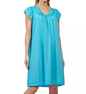 Rosebud Nylon Tricot Short Sleeve 40 Inch Gown Turquoise L