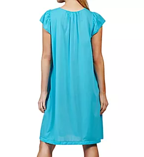 Rosebud Nylon Tricot Short Sleeve 40 Inch Gown Turquoise L