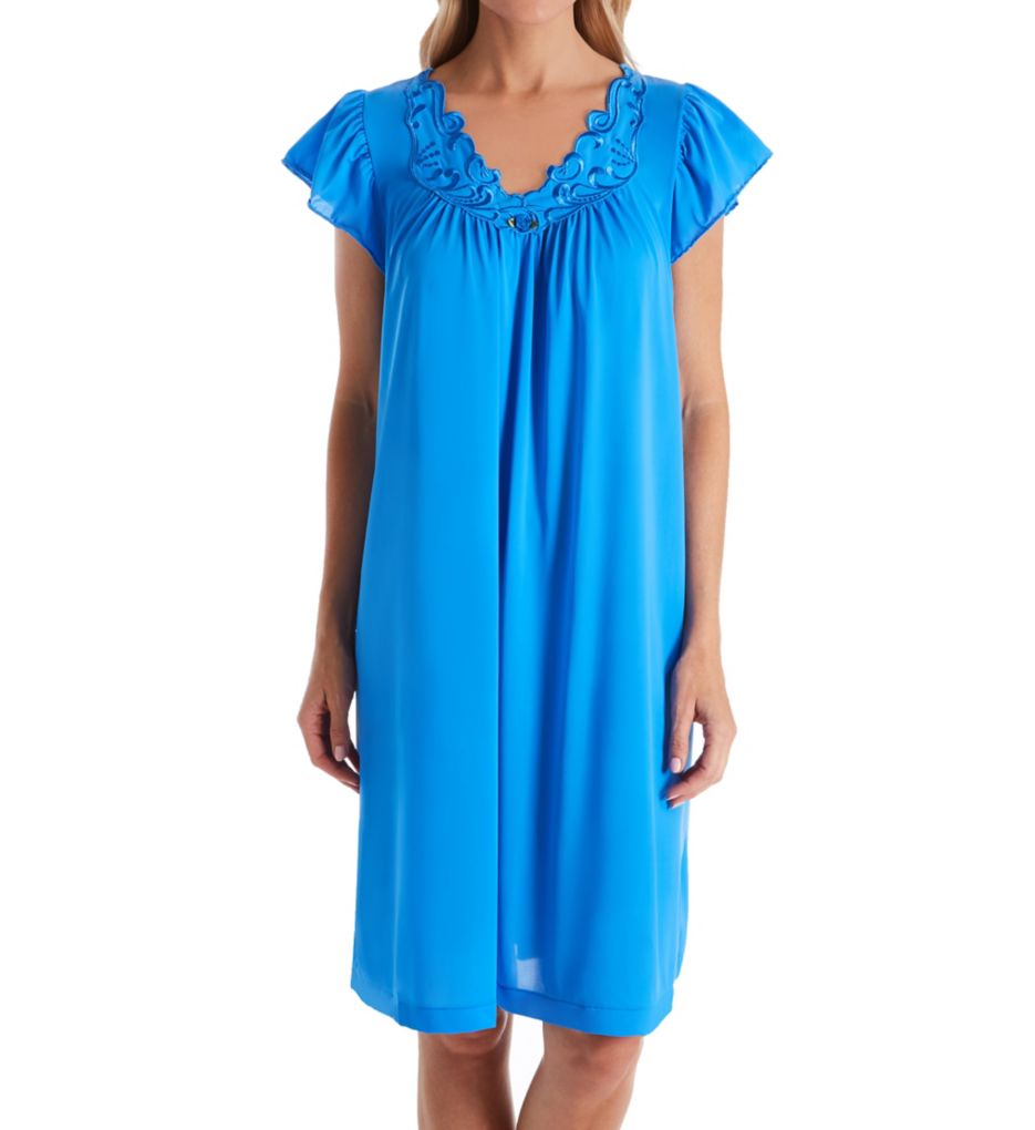 Rosebud Nylon Tricot Short Sleeve 40 Inch Gown-fs