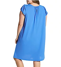 Plus Rosebud Nylon Tricot S/S 40 Inch Gown Sapphire 1X