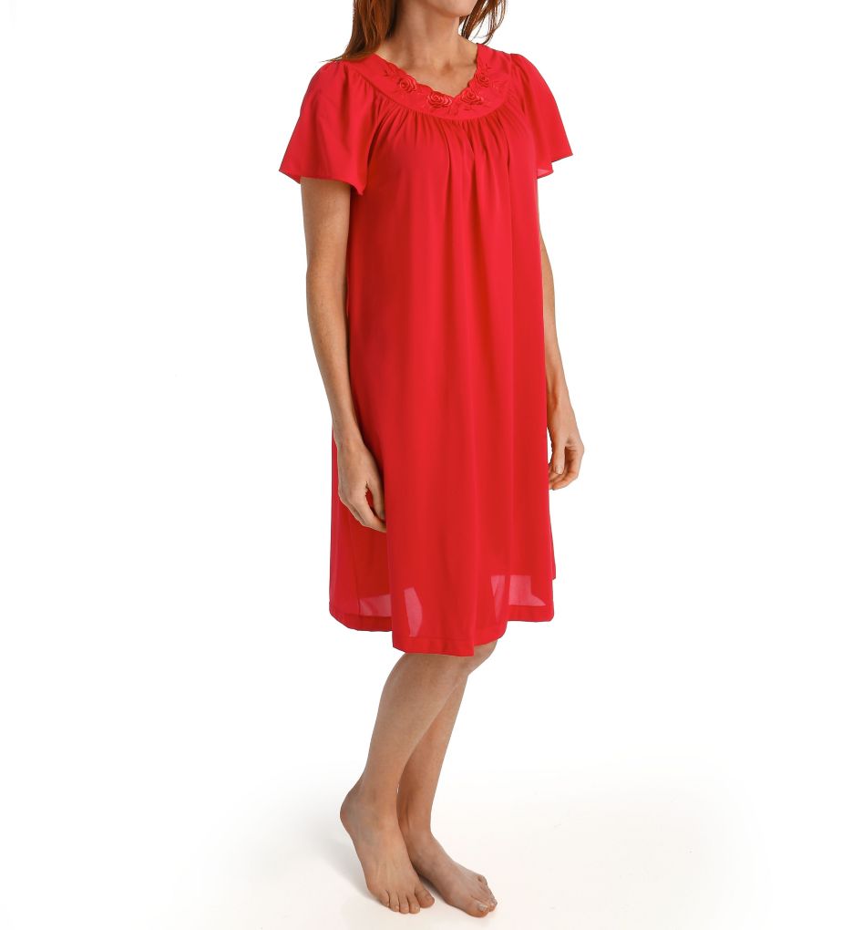Shadowline 36280 Petals Short Sleeve Gown (Red S)