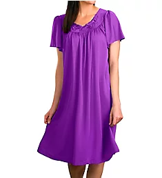 Petals Short Sleeve Gown Purple S