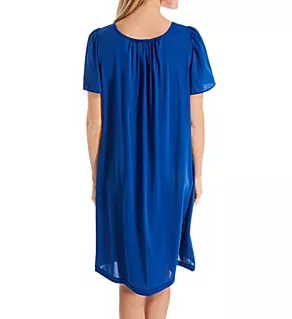 Petals Short Sleeve Gown Navy S